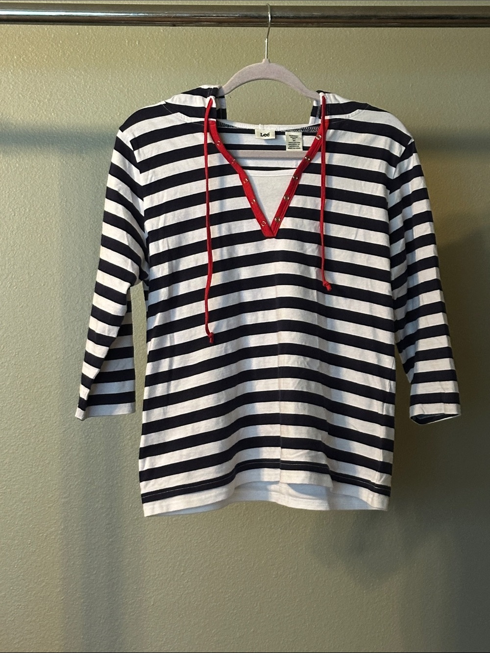 Lee Navy & White Striped Tank with Red Trim Accents